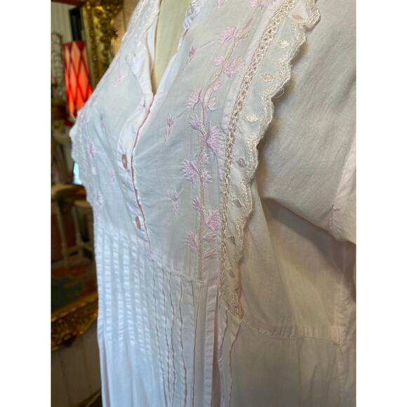 vintage 1980s pink cotton nightgown tommies cottagecore granny victorian m/l 38 - Picture 6 of 10